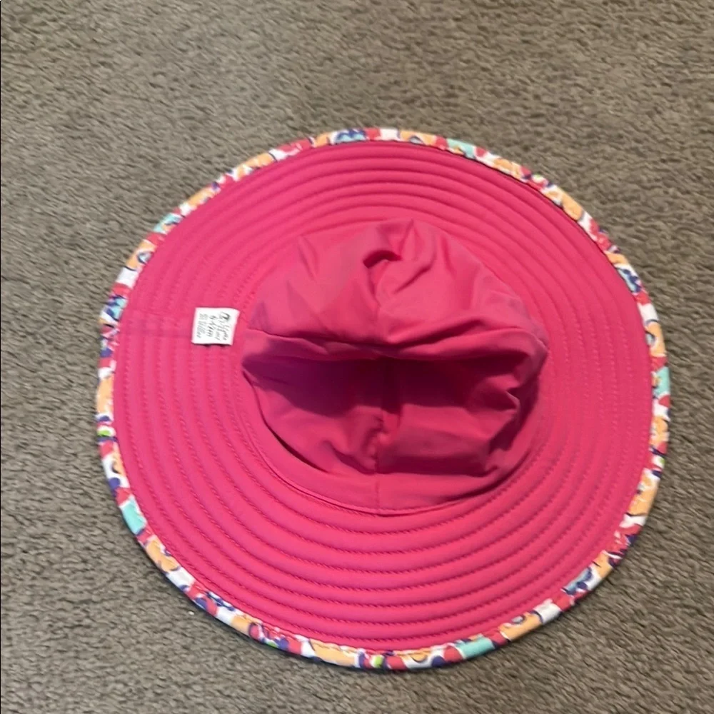 Ruffle Butts Pink and Red Floral Sun Hat